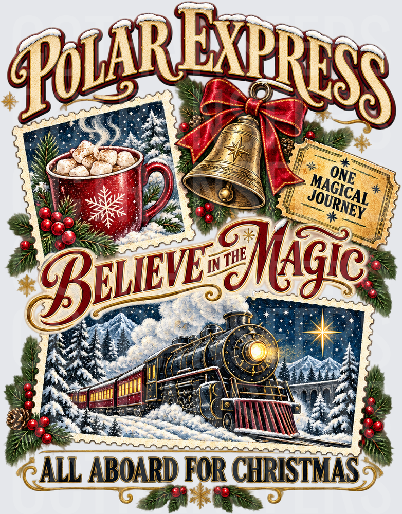 Polar Express Believe In The Magic All Aboard For Christmas (DTF)
