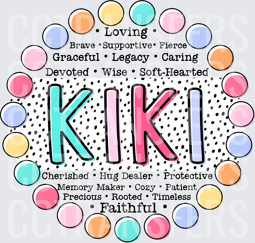 Kiki Loving Faithful Word Art Pastel Dots (DTF)