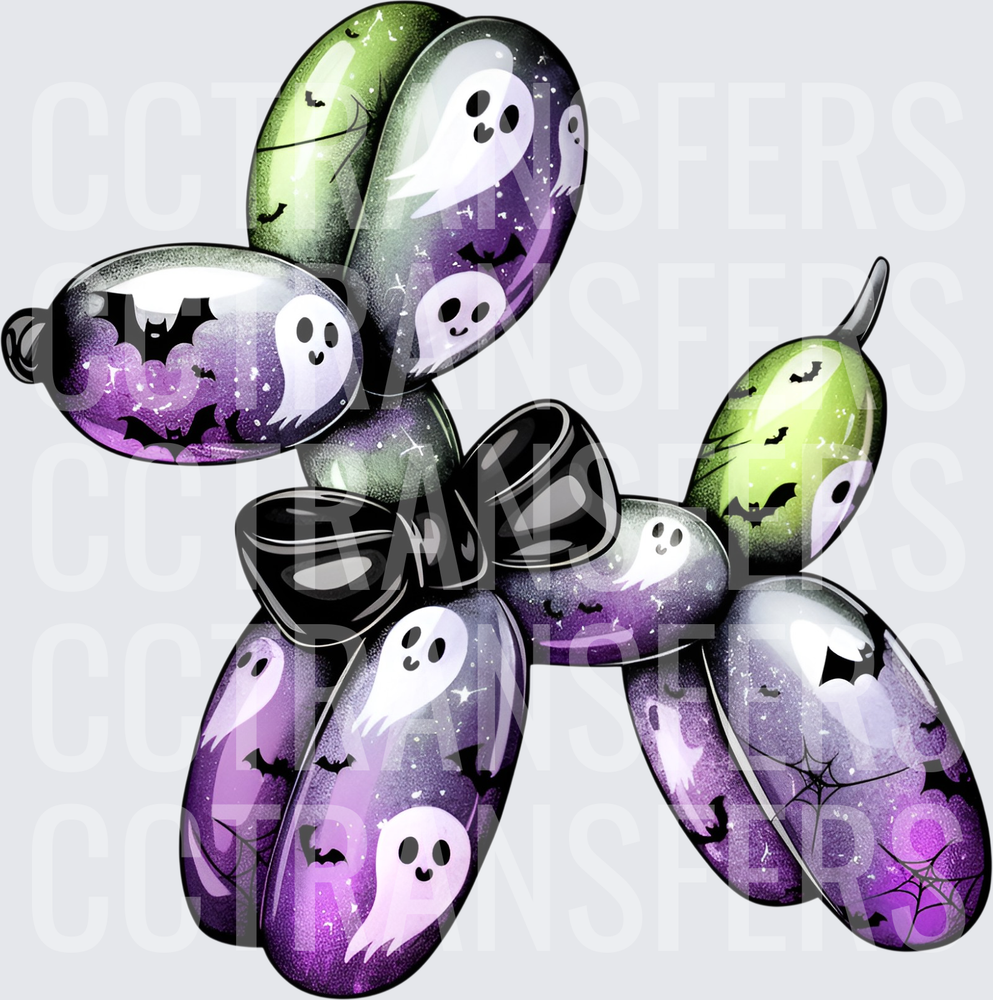 Halloween Balloon Animal Dog with Ghosts and Bats (DTF)