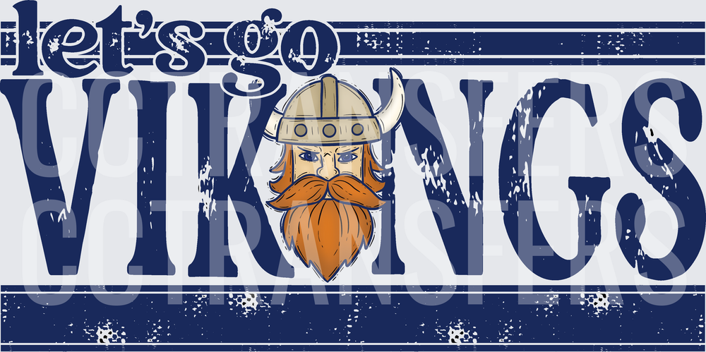 Let's Go Vikings Distressed Mascot Spirit Design (DTF)