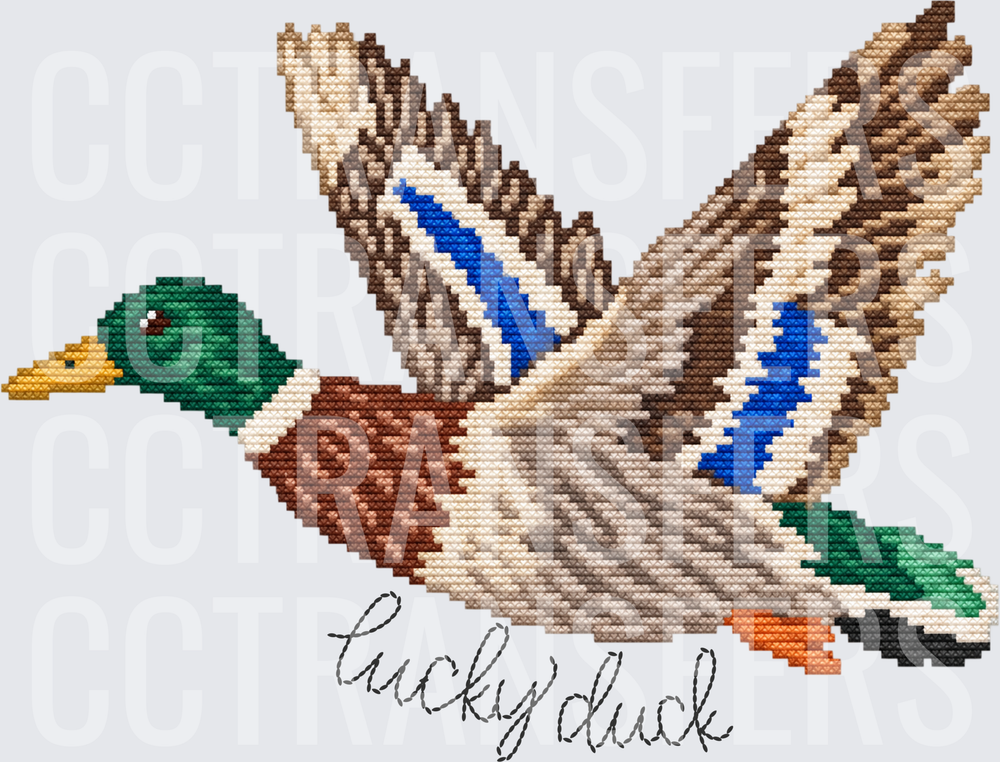 Lucky Duck Cross Stitch Flying Mallard (DTF)