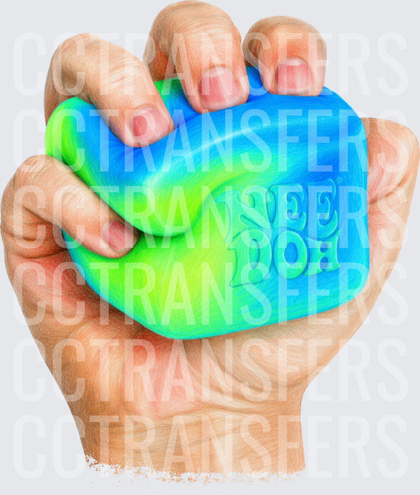 Hand Squeezing Blue Green Stress Relief Sensory Ball (DTF)
