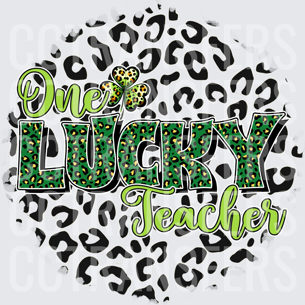 One Lucky Teacher Leopard Shamrock St. Patrick's Day (DTF)