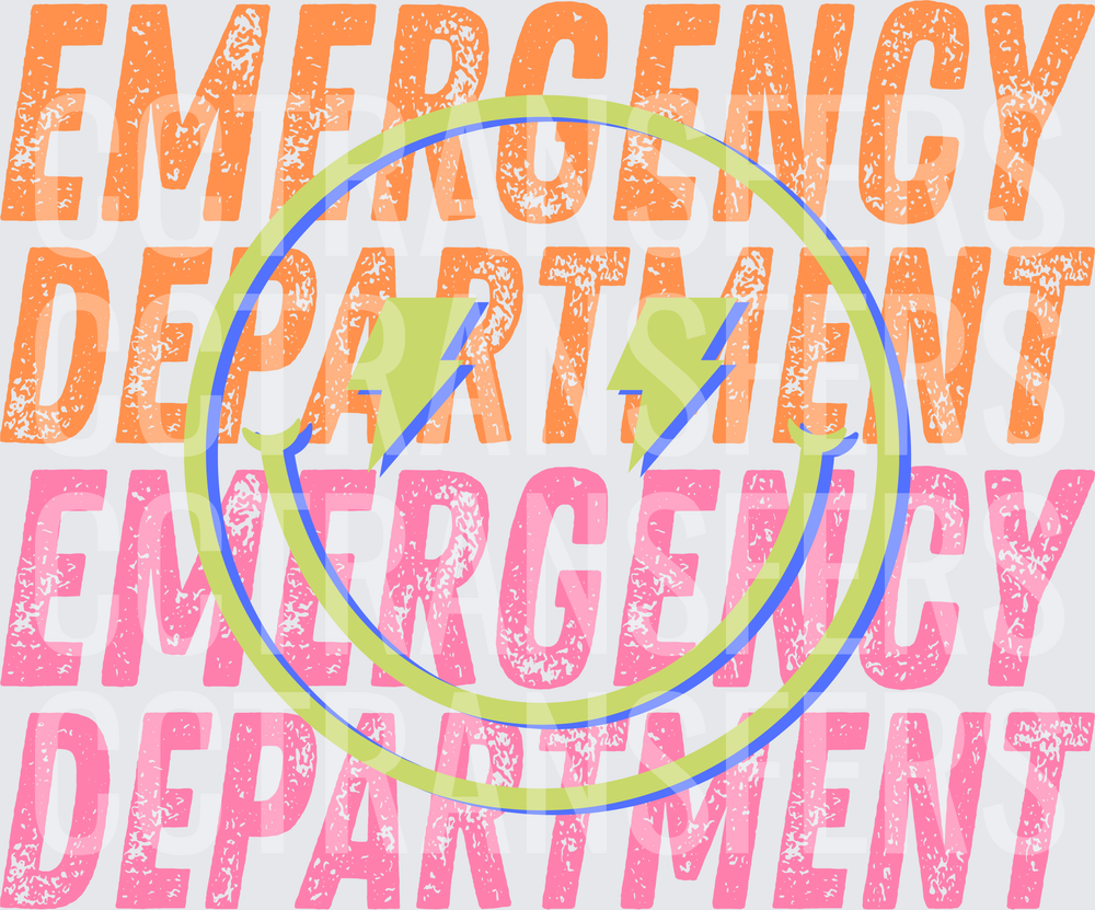 Emergency Department Bold Text Lightning Bolt Circle (DTF)