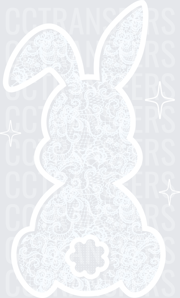 Faded Light Blue Floral Lace Ornate Vertical Design (DTF)