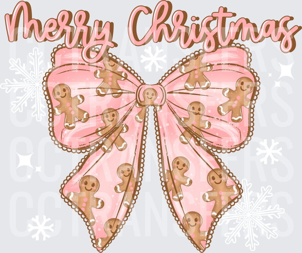 Merry Christmas Pink Bow Gingerbread Men (DTF)