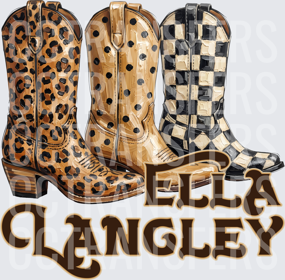 Ella Langley Leopard Polka Dot Checkered Cowboy Boots (DTF)