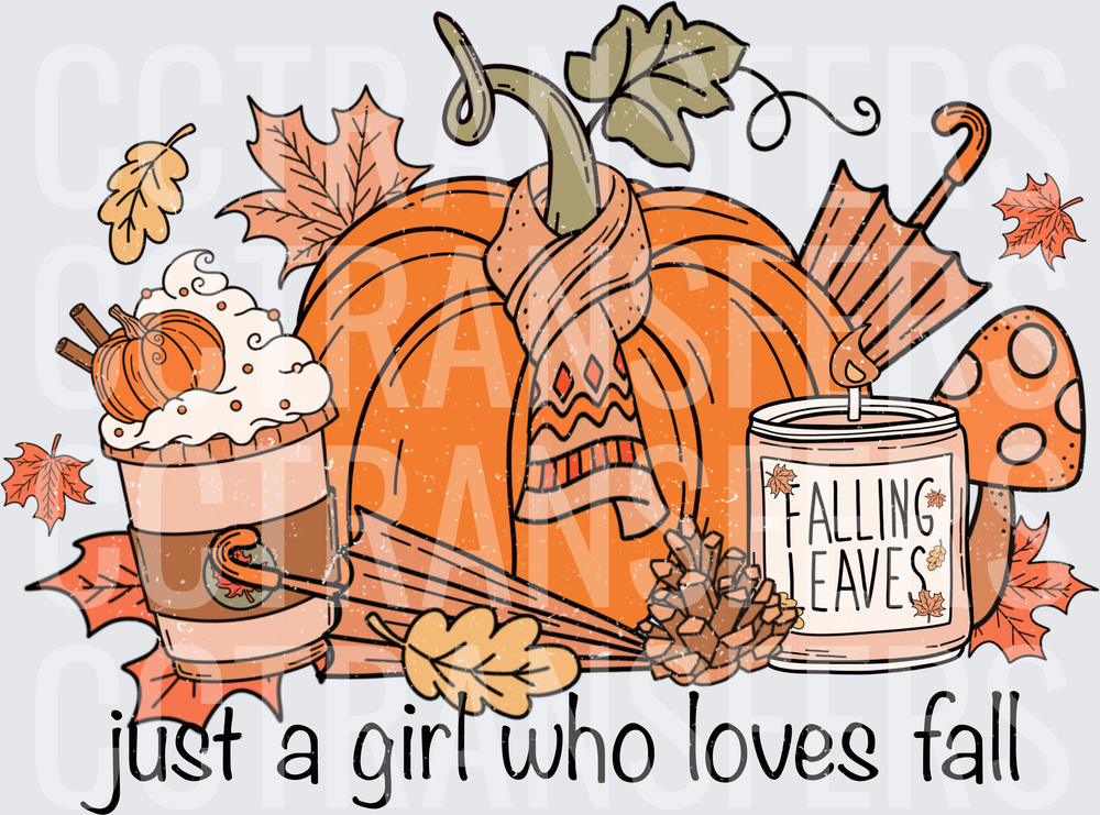 Just A Girl Who Loves Fall Pumpkin Cozy Autumn (DTF)
