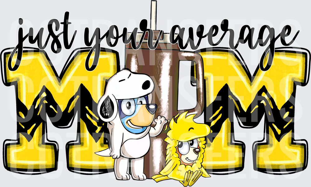 Just Your Average Mom Cartoon Dog Bird Tumbler DTF