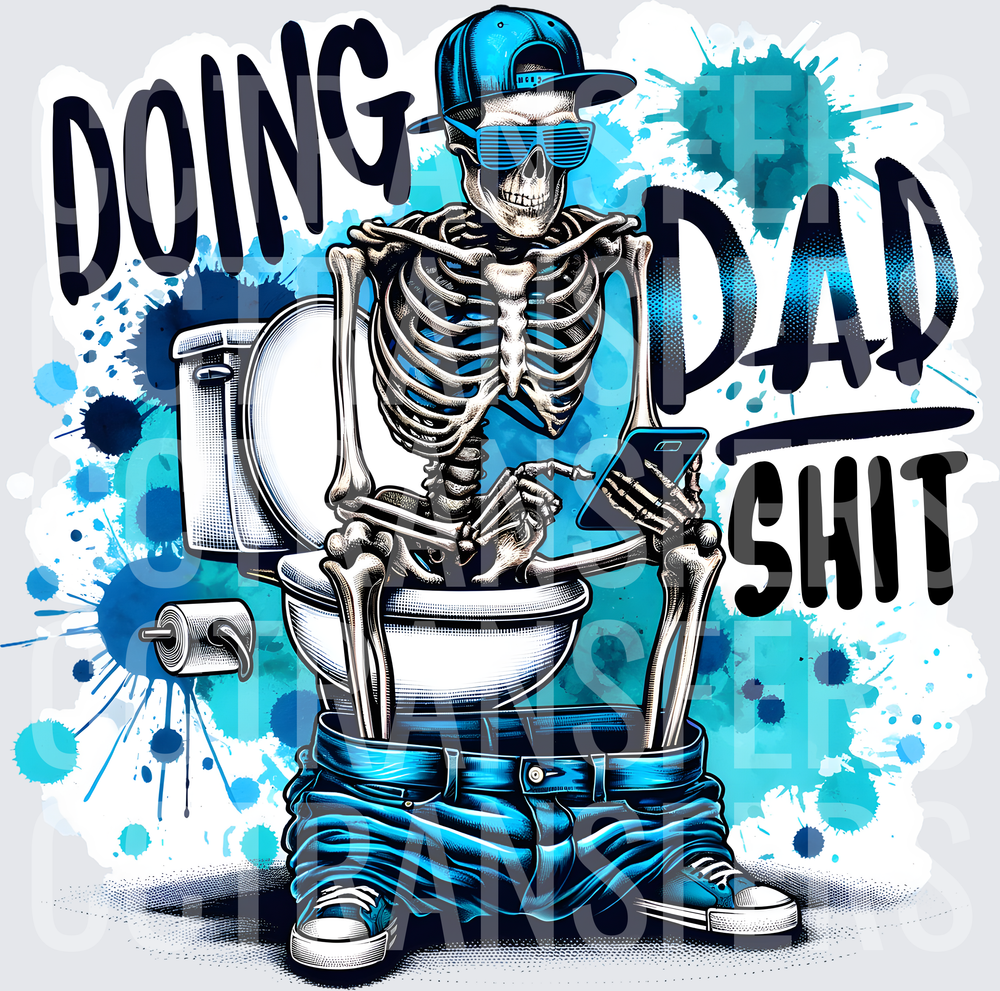 Doing Dad Shit Skeleton On Toilet Scrolling Phone (DTF)