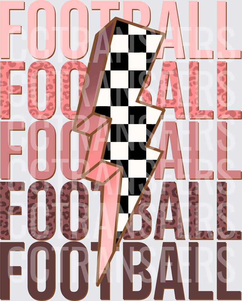 Football Repeat Stack with Checkered Lightning Bolt (DTF)