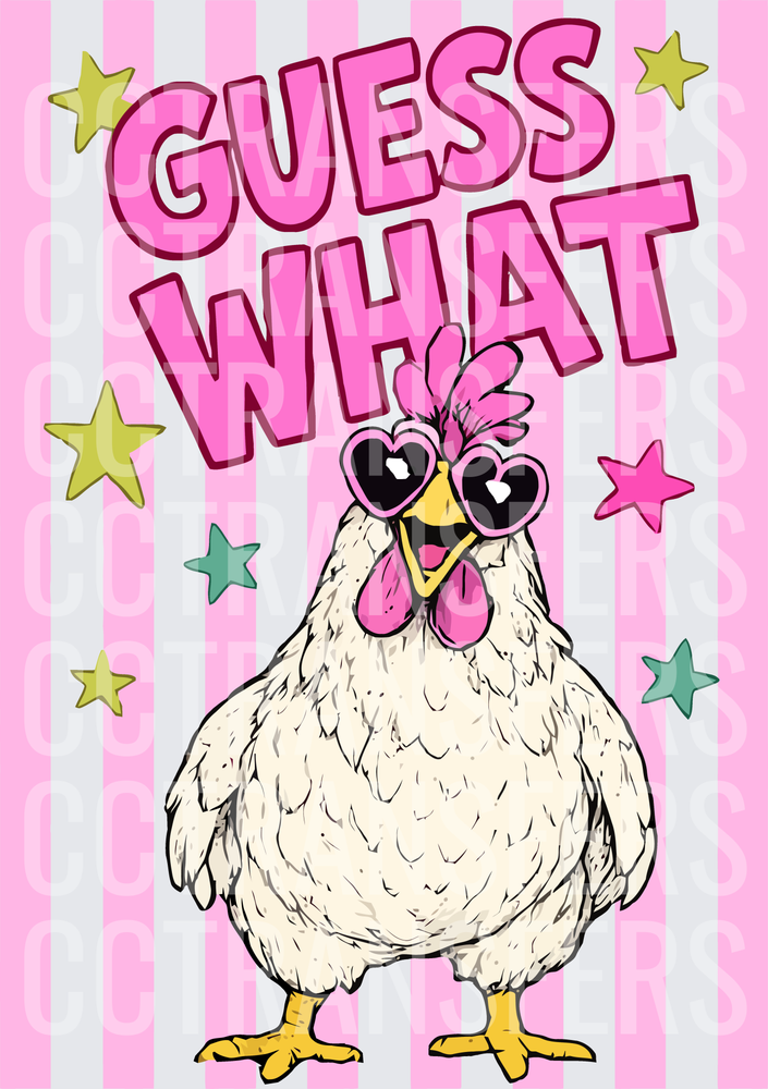 Guess What Funny Chicken Heart Sunglasses Stars (DTF)