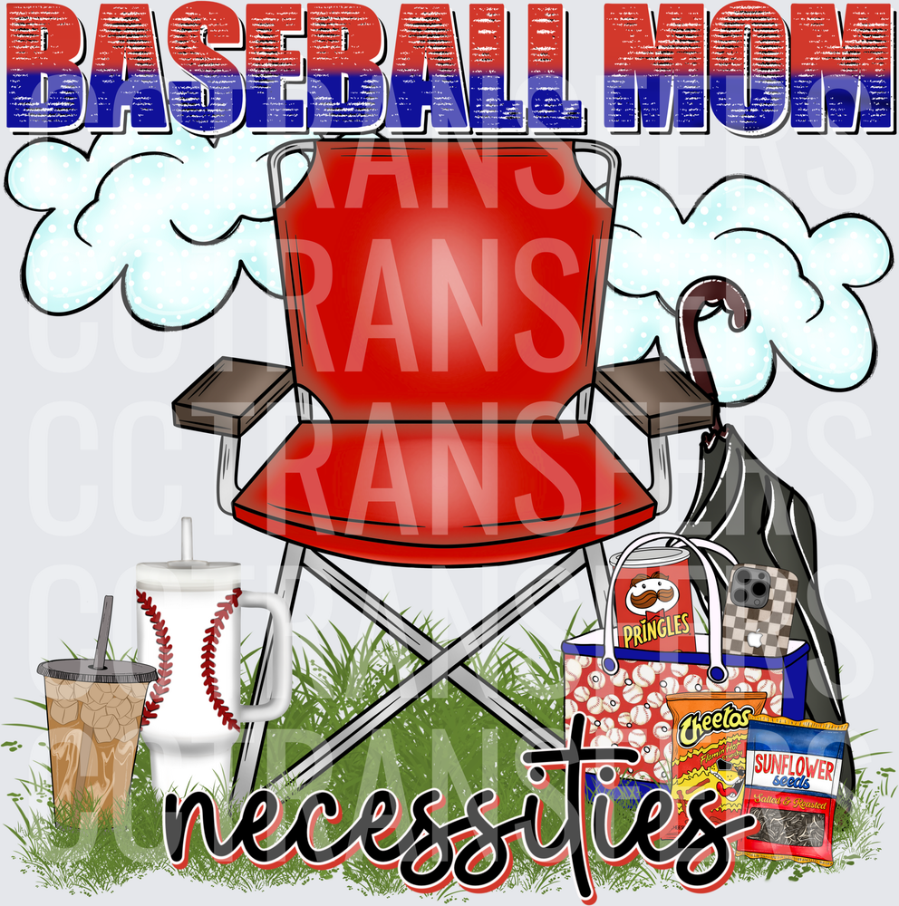 Baseball Mom Necessities Folding Chair Snacks (DTF)