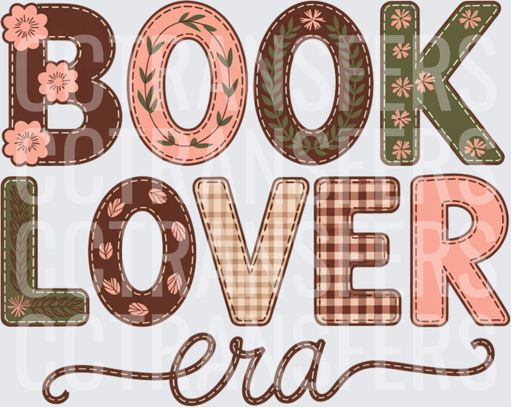 Book Lover Era Patchwork Floral Letter Design (DTF)