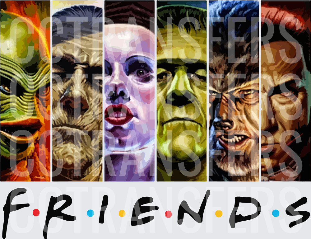 Classic Universal Monsters Friends Parody Panel (DTF)