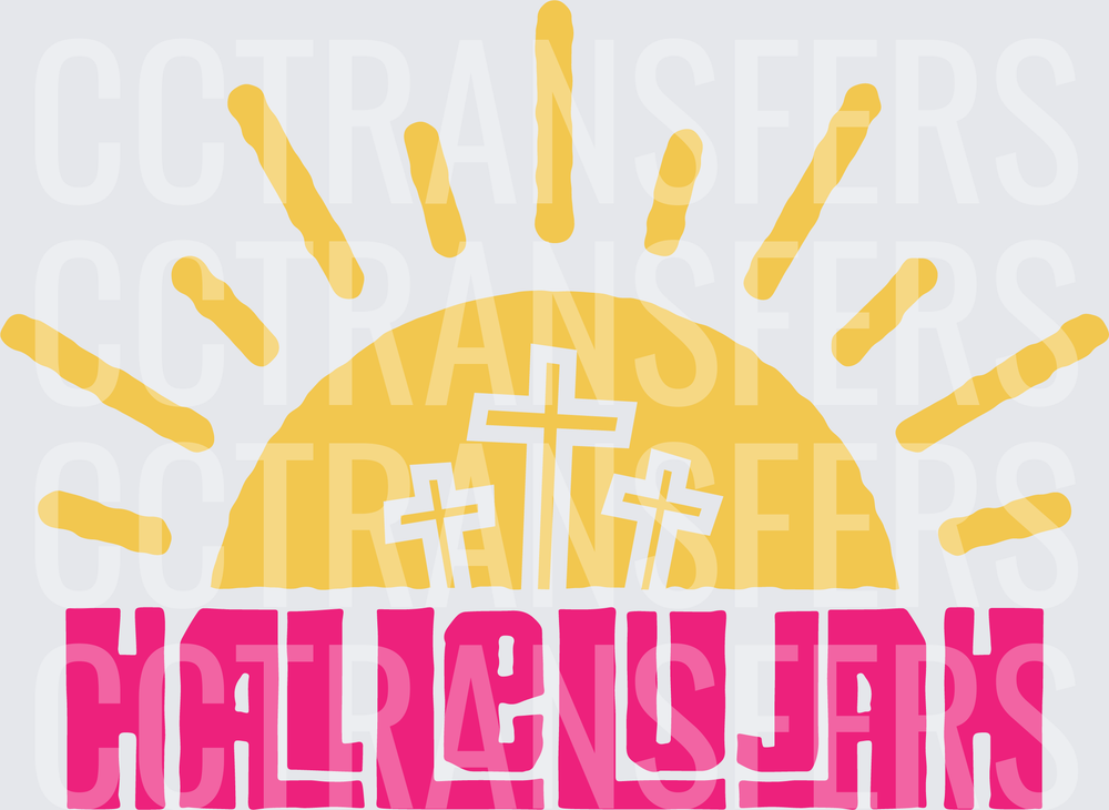 Hallelujah Three Crosses Rising Sun Easter Faith (DTF)