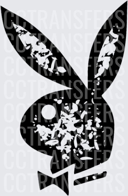 Distressed Grunge Bunny Silhouette with Bowtie (DTF)