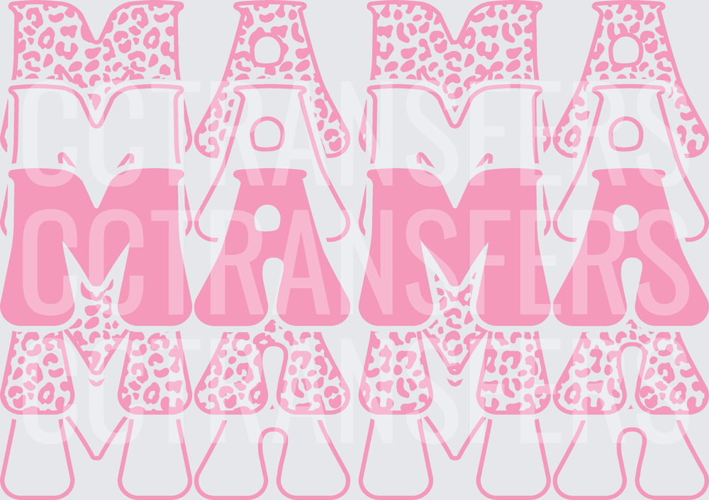Pink Leopard Print Stacked MAMA Layered Letters (DTF)