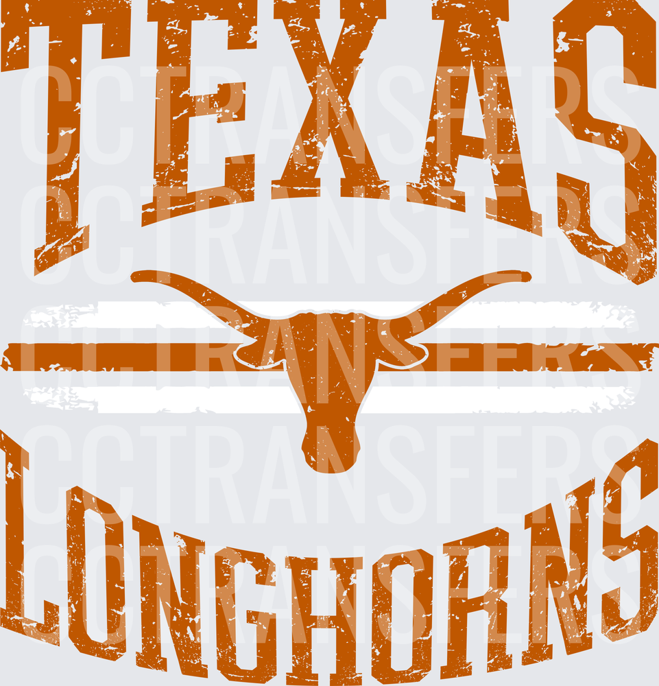 Distressed Burnt Orange Longhorn Bull Arched Text (DTF)
