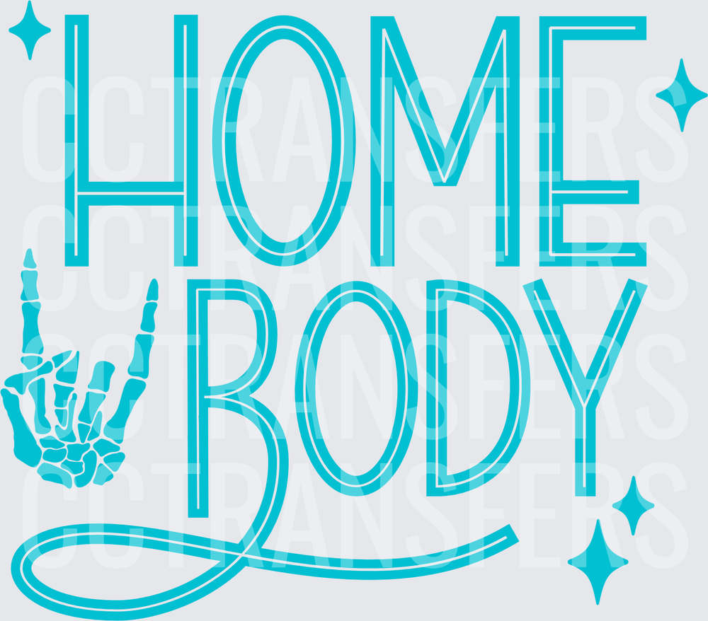 Home Body Skeleton Rock Hand Sparkles Teal (DTF)
