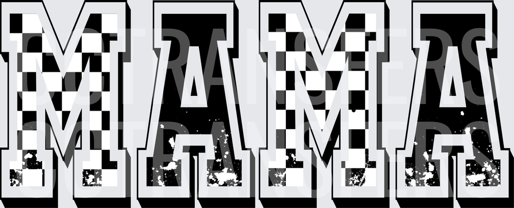 Checkered Grunge Varsity MAMA Bold Block Letters (DTF)
