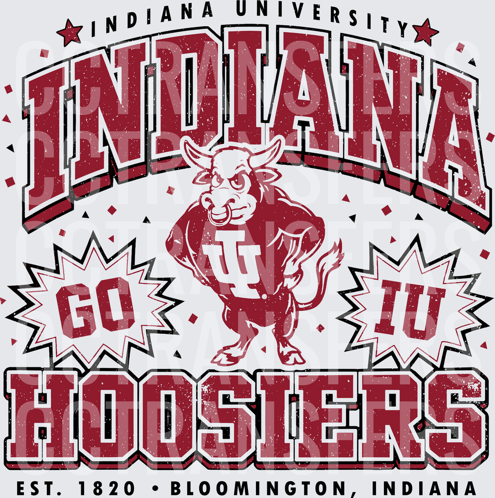 Indiana Go IU Hoosiers Est. 1820 Bloomington Bull Mascot (DTF)