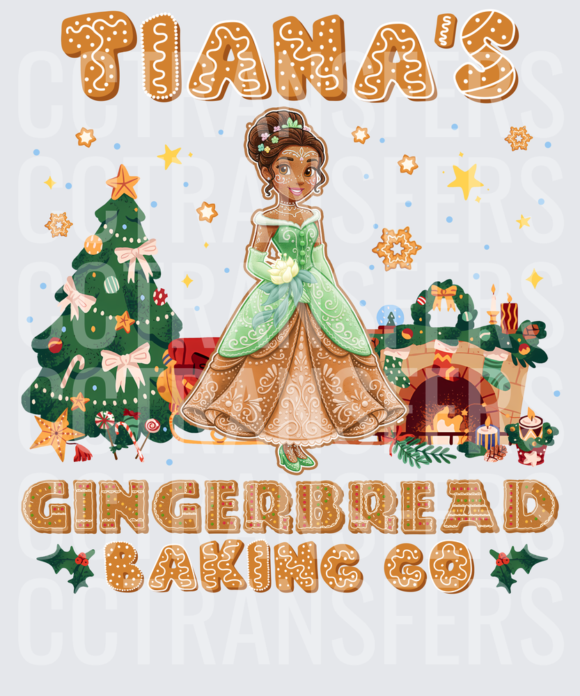 Tiana's Gingerbread Baking Co Christmas Princess DTF
