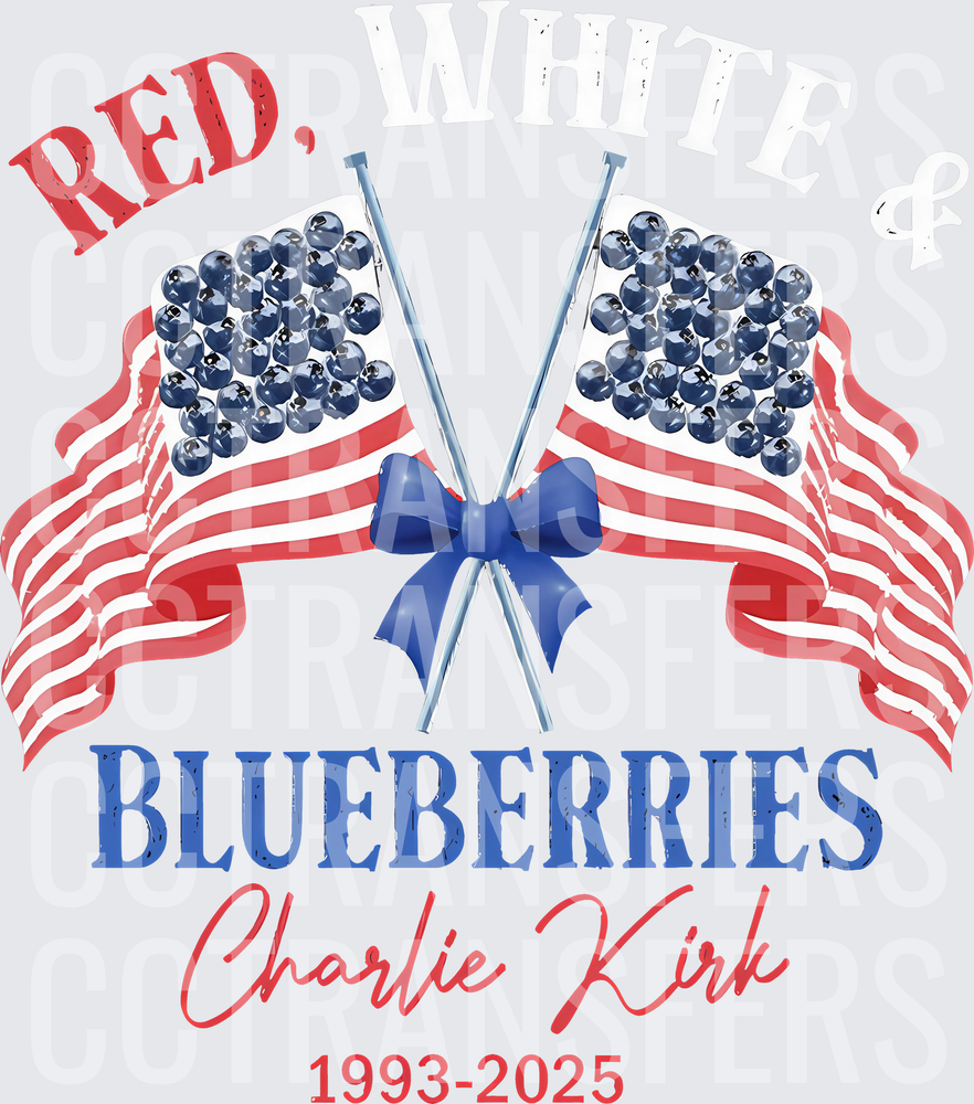 Red White & Blueberries Crossed Flags Blue Bow 1993-2025 (DTF)