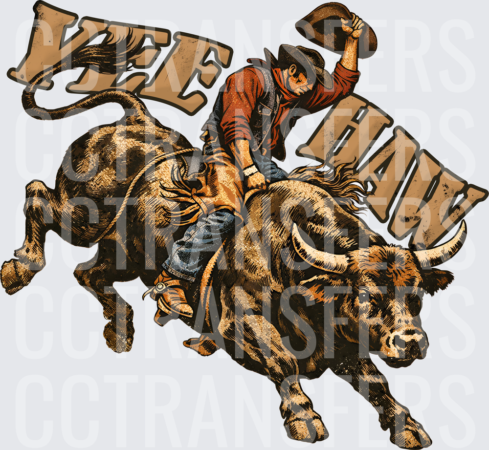 Yee Haw Rodeo Cowboy Bull Rider Western (DTF)