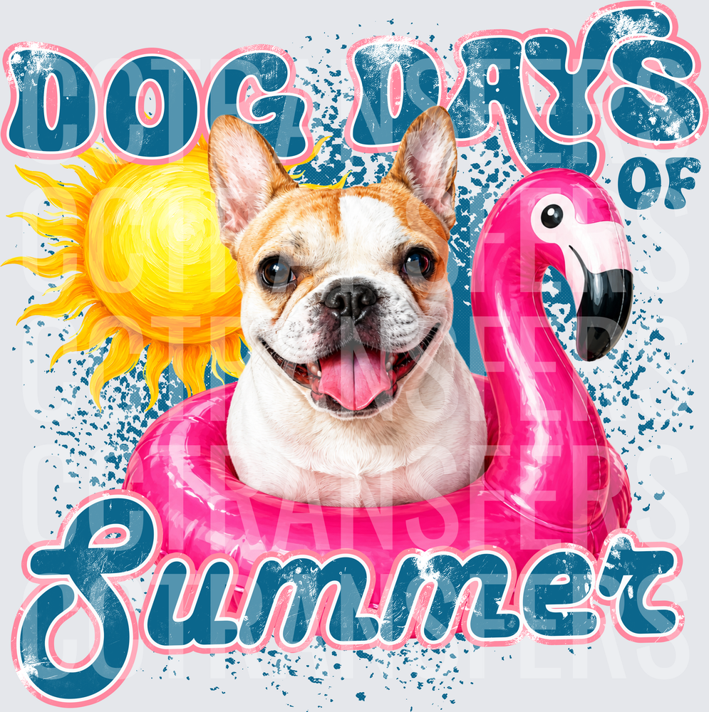 Dog Days of Summer French Bulldog Flamingo Float (DTF)