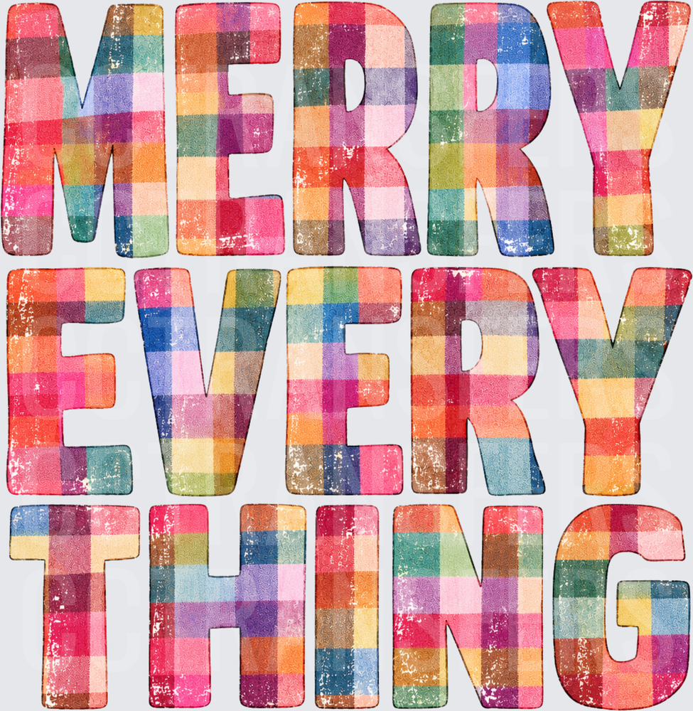 Merry Everything Colorful Plaid Patchwork Letters (DTF)