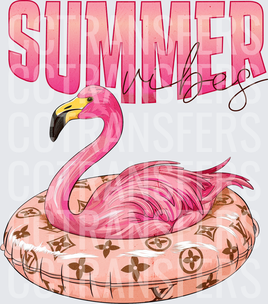 Summer Vibes Pink Flamingo Luxury Pool Float (DTF)