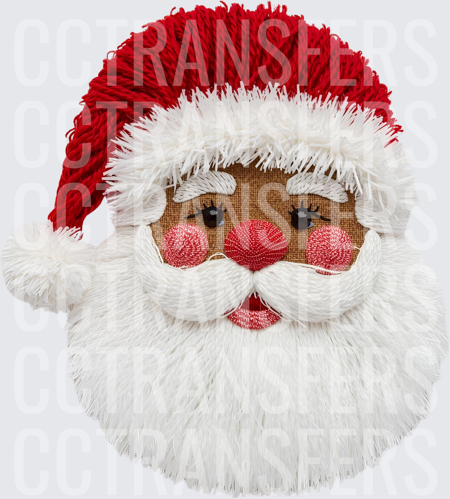 Fluffy Yarn Textured Santa Claus Face Portrait (DTF)