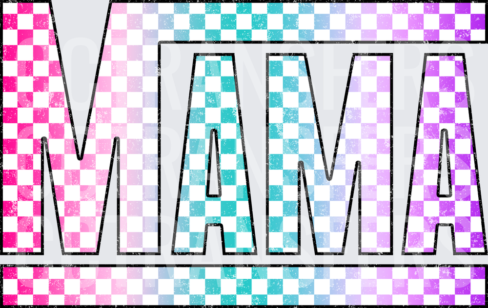 Retro Checkered MAMA Bold Letter Design (DTF)