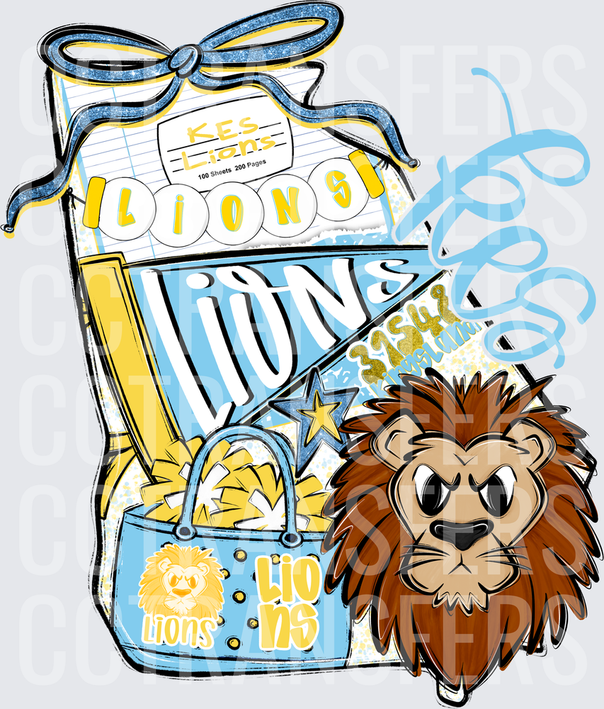 Lions Mascot School Spirit Composition Notebook Tote (DTF)
