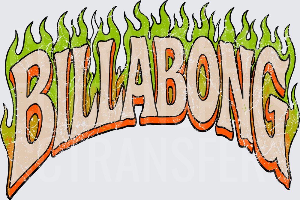 Billabong Retro Flame Logo Distressed Vintage Design (DTF)