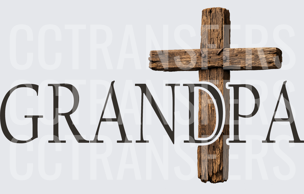 Grandpa Rustic Wooden Cross Faith Memorial (DTF)
