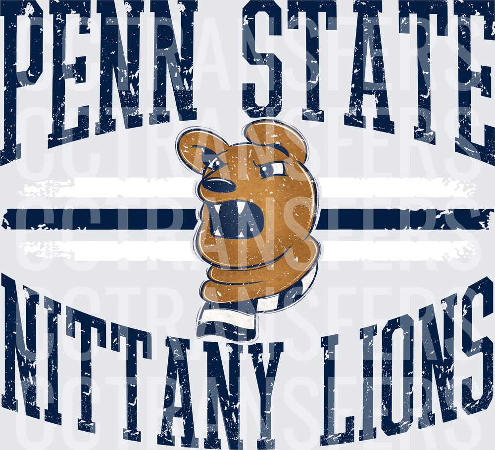 Vintage Distressed Growling Lion Mascot Arched Text (DTF)