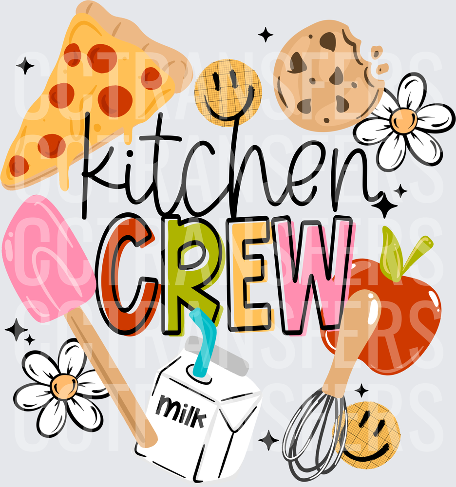 Kitchen Crew Retro Food Icons Smiley Daisy (DTF)