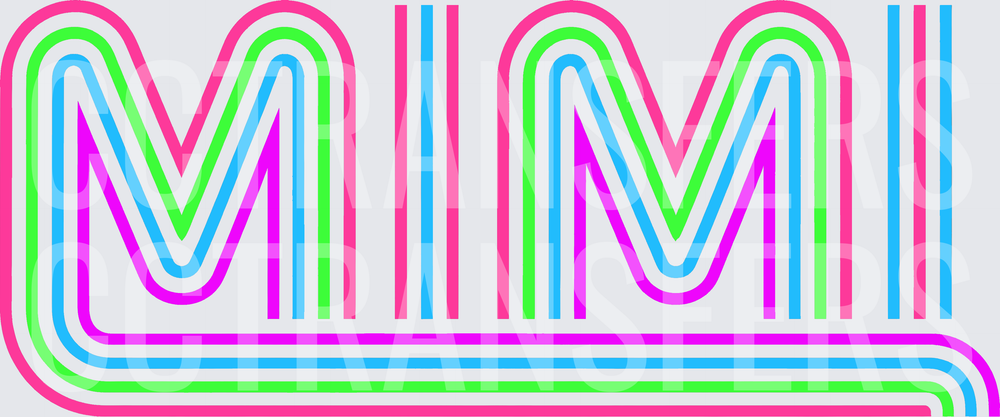 Retro Neon Multicolor Striped MIMI Lettering (DTF)