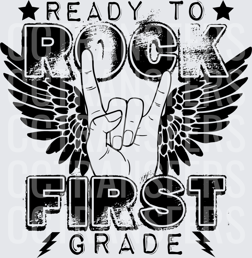 Ready To Rock First Grade Wings Rock Hand Sign (DTF)