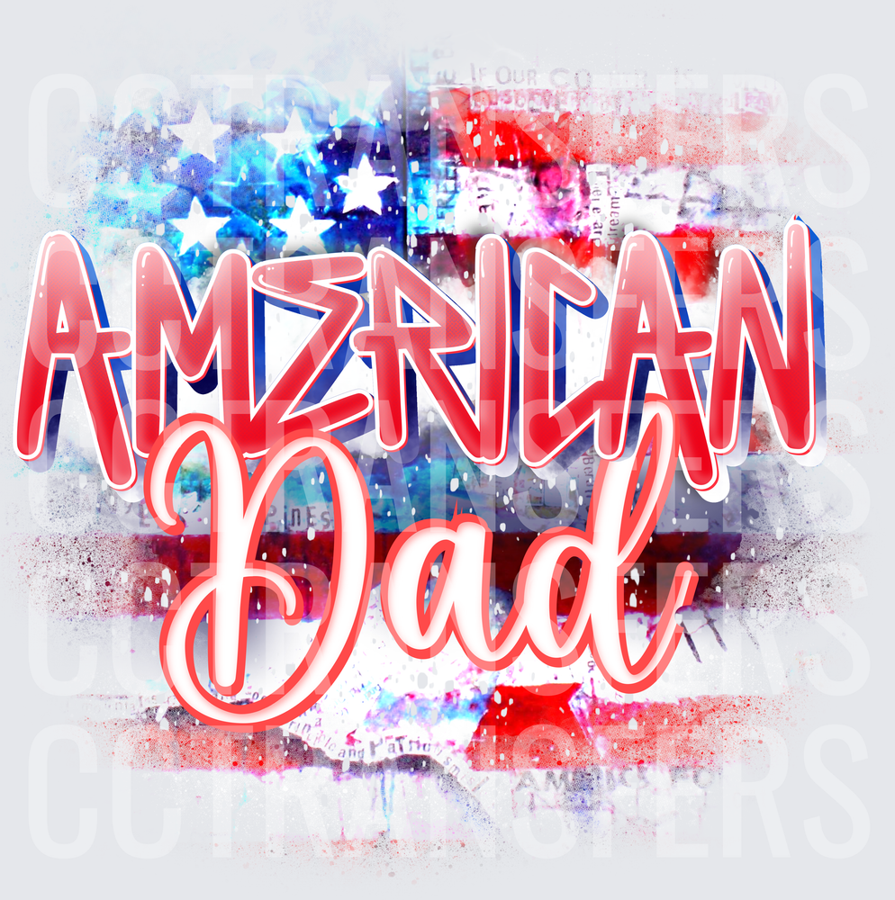 American Dad Patriotic Flag Watercolor Splash (DTF)