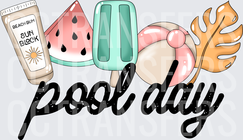 Pool Day Summer Icons Sunblock Watermelon Popsicle (DTF)