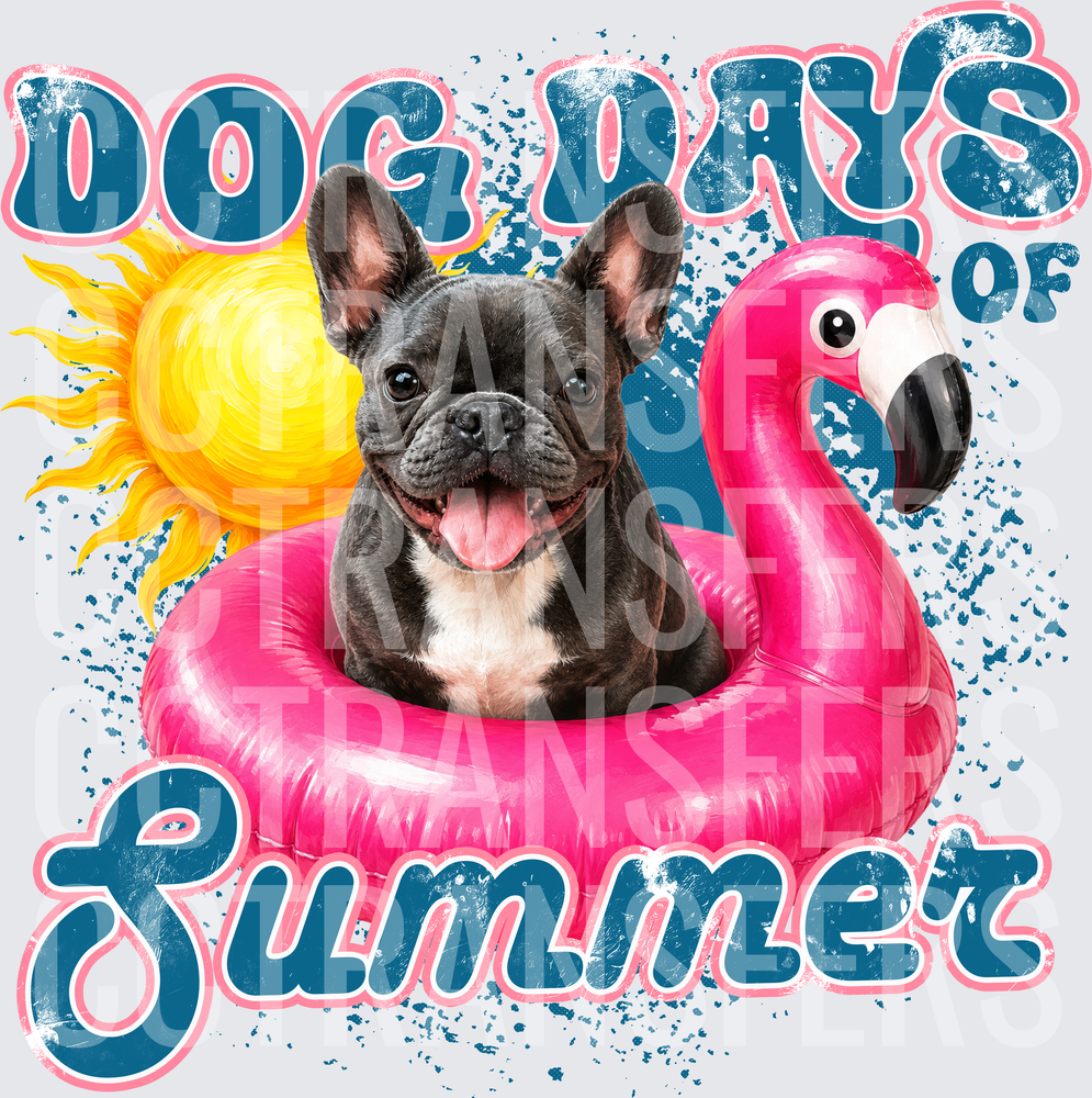 Dog Days of Summer French Bulldog Flamingo Float (DTF)