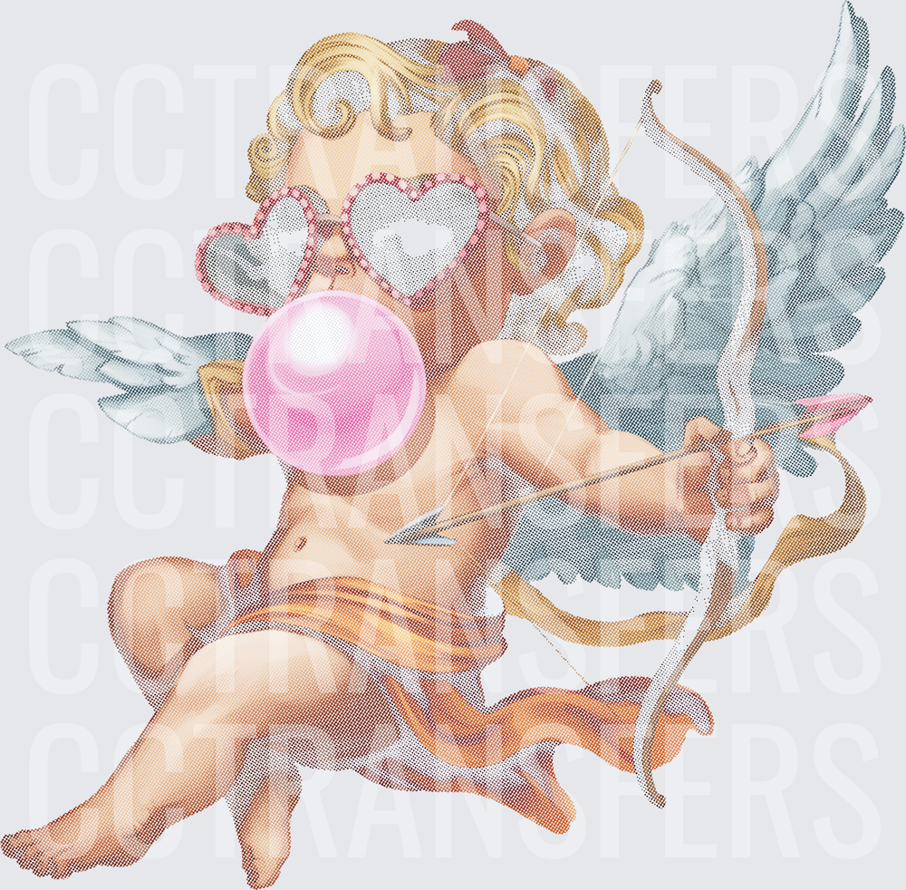 Cupid Blowing Bubblegum Bow Arrow Heart Sunglasses (DTF)