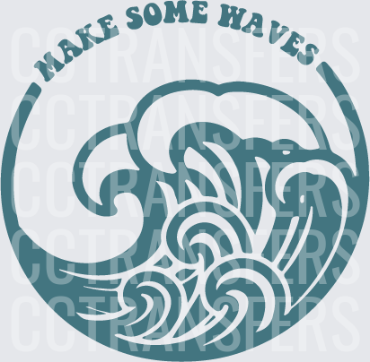 Make Some Waves Ocean Surf Circle Badge (DTF)
