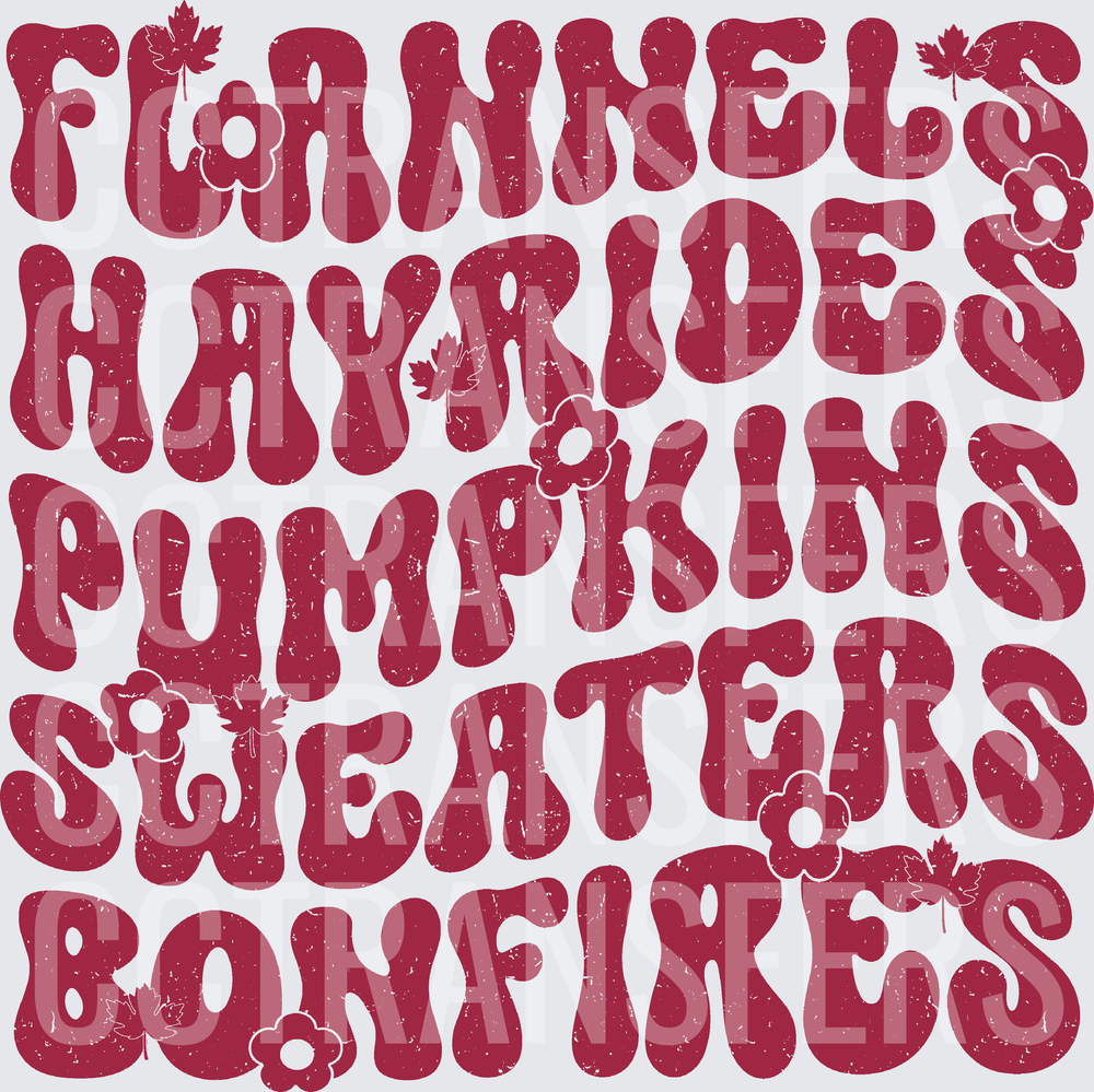 Flannels Hayrides Pumpkins Sweaters Bonfires Fall (DTF)