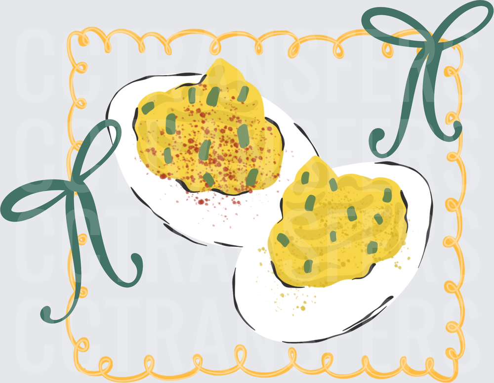 Deviled Eggs with Paprika and Chives Decorative Border (DTF)