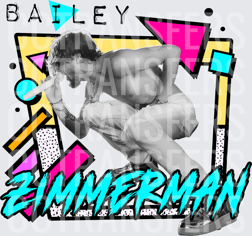 Bailey Zimmerman Retro 90s Pop Art Concert Performer (DTF)