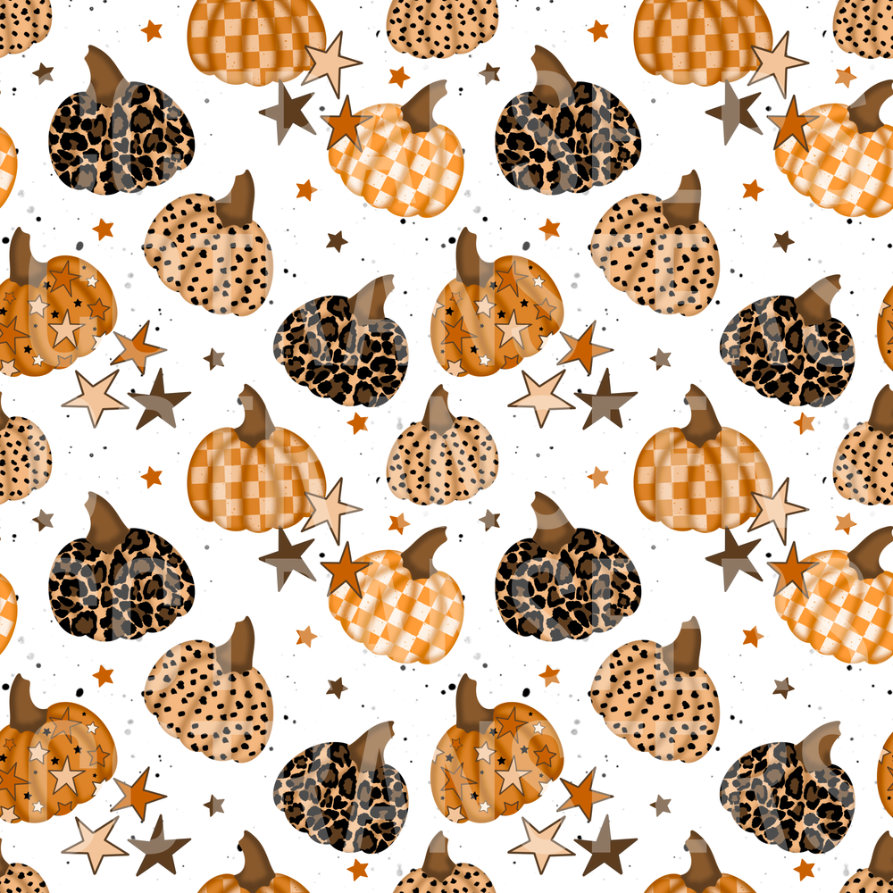 Patterned Pumpkins Leopard Checkered Stars Fall (DTF)